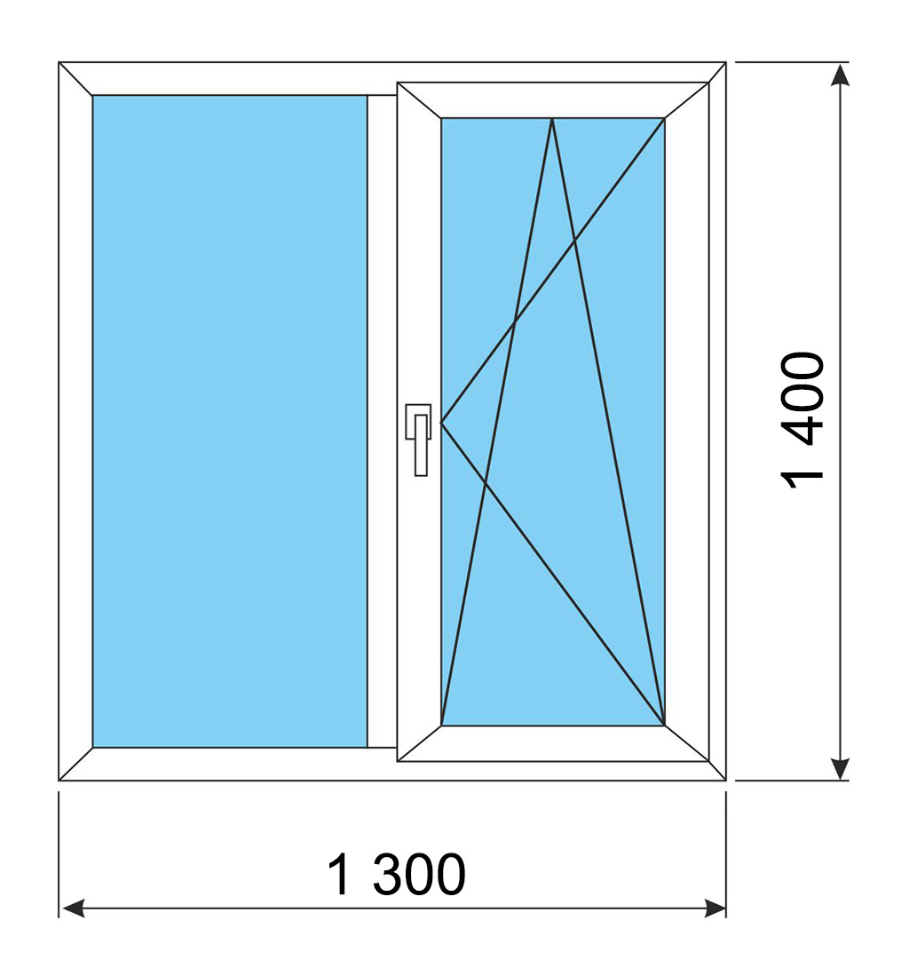Габариты окна ПВХ 120х80